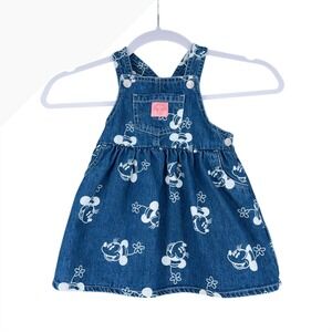 Disney H&M Baby Girl Denim Minnie Mouse Pinafore Dress Size 18 Months
